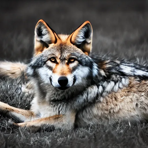 Image similar to professional photograph of a tawny gray wolf, high quality, hd, 8 k, 4 k, magnificent, award - winning, nature, nature photography, awe - inspiring, highly detailed, amazing