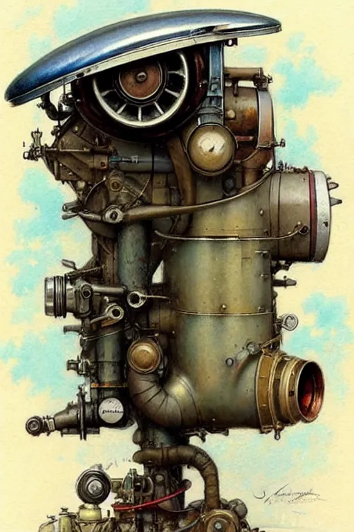 Image similar to (((((1950s rotary airplane engine. muted colors.))))) by Jean-Baptiste Monge !!!!!!!!!!!!!!!!!!!!!!!!!!!