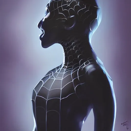 Prompt: spidergirl Venom potrait, medium shot, asymmetrical, profile picture, Organic Painting, night, Matte Painting, bold shapes, hard edges, street art, trending on artstation, by Huang Guangjian and Gil Elvgren and Sachin Teng