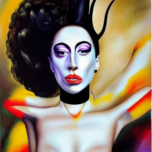 Image similar to lady gaga painted by salvador dali