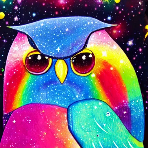 Prompt: rainbow cosmic cute owl