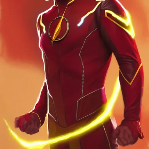 Prompt: handsome Antony Starr as Kid Flash with glowing red eyes, western, D&D, fantasy, intricate, elegant, highly detailed, digital painting, artstation, concept art, matte, sharp focus, illustration, art by Artgerm and Greg Rutkowski and Alphonse Mucha