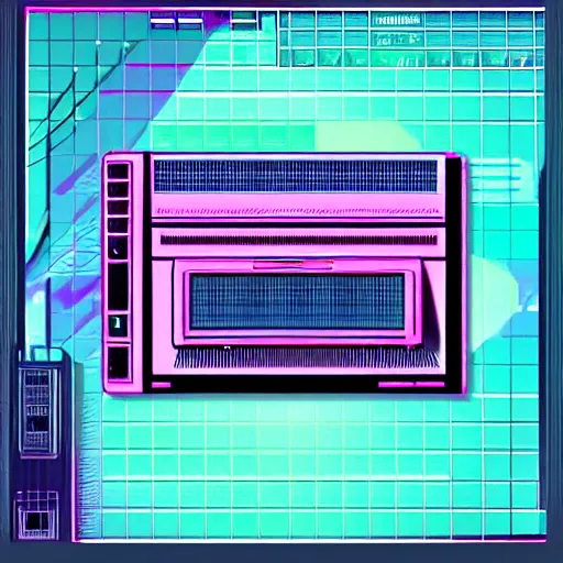 Image similar to c 6 4 with datasette in retro synthwave style, extreme detail