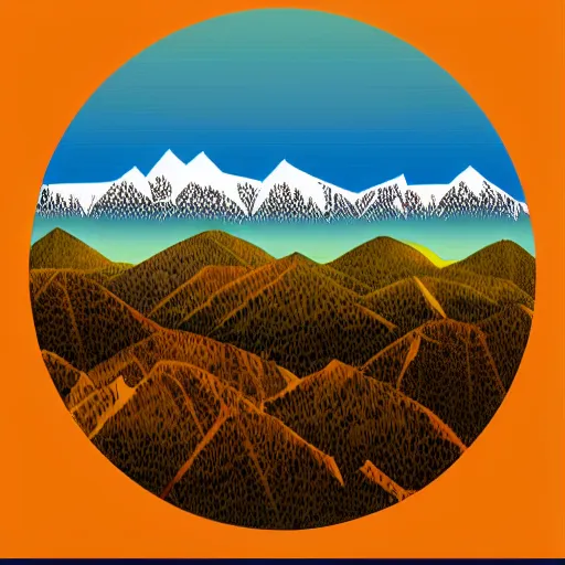 Image similar to Mountains inside a circle, vector image