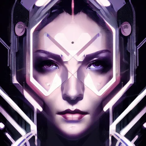 Prompt: avatar portrait of a cyberpunk art deco girl with a vectot grid of light falling on her face, sci-fi, intricate lighting, elegant noir, highly detailed, digital painting, studio portrait, artstation, sharp focus, photo by artgerm and greg rutkowski and Charlie Bowater