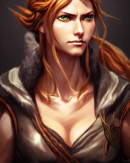 Prompt: Aela the Huntress from Skyrim || yakuza, tattoos, cute-fine-face, pretty face, realistic shaded Perfect face, fine details. Anime. realistic shaded lighting poster by Artgerm and Sakimichan