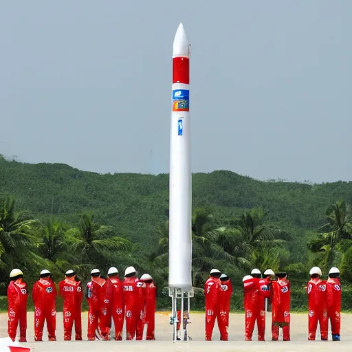 Prompt: a banana rocket launched from the launch pad at wenchang space launch site in hainan, china