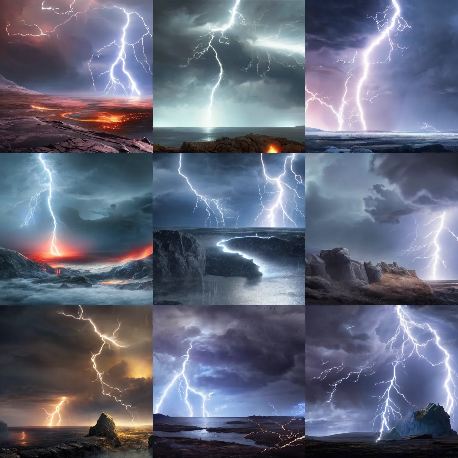 Prompt: Thor summons lightning, and explodes on an arctic landscape, establishing shot, 8k, atmospheric, dynamic lighting, 8k resolution, matte painting