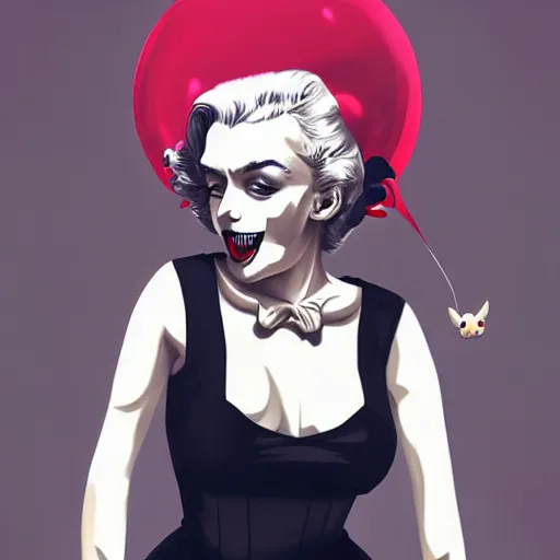 Prompt: anime skull portrait woman balloons, marilyn monroe, elegant, highly detailed, hard shadows and strong rim light, art by jc leyendecker and atey ghailan and sachin teng