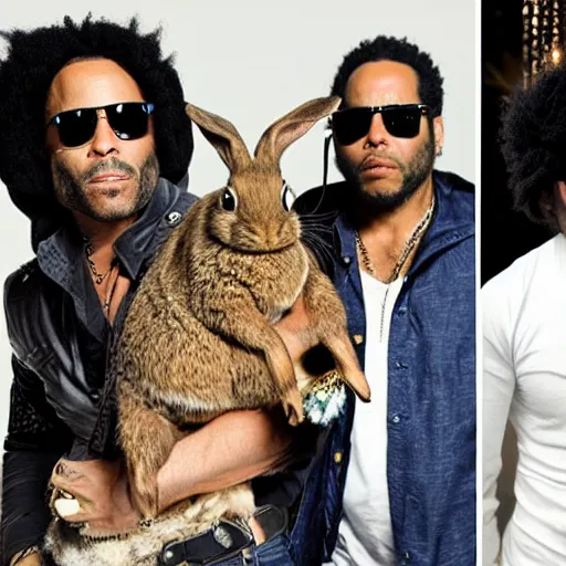 Image similar to photo of lenny kravitz and his amazing rabbits