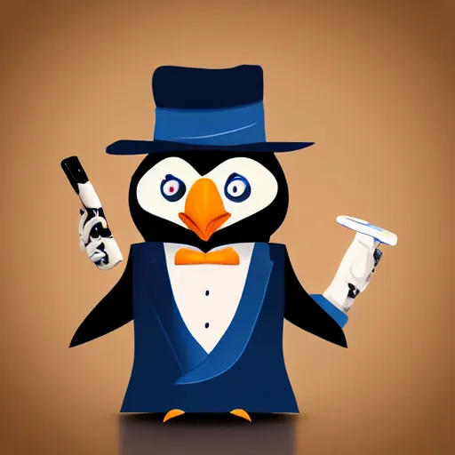 Prompt: selfie of a groovy penguin in a suit, blue penguin, hair, godfather, symmetrical, dark background, smoke, realistic, highly detailed, trending on artstation, in unreal engine,