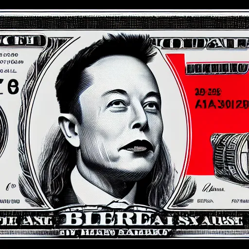 Image similar to Elon musk on the Mars Dollar bill