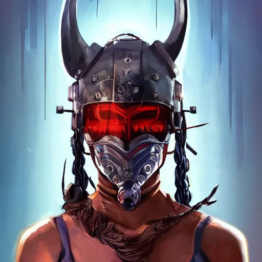 Image similar to cyberpunk viking helmet mask warrior goddess robot ninja fantasy, art gta 5 cover, official fanart behance hd artstation by jesper ejsing, by rhads, makoto shinkai and lois van baarle, ilya kuvshinov, ossdraws