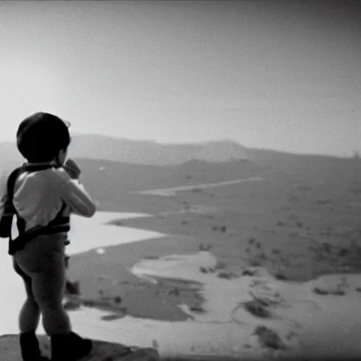 Image similar to baby stanley kubrick looking over the world like 2 0 0 1 3 5 mm cinematic