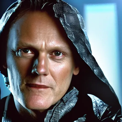 Image similar to Anthony Head as Cyberpunk Uther