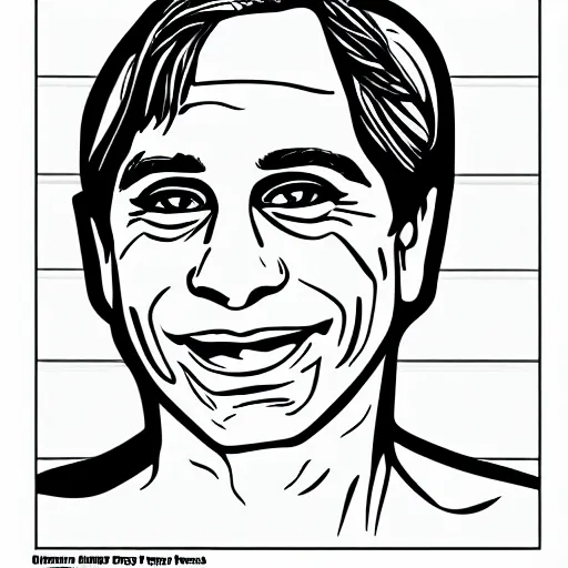 Prompt: Tony Danza coloring book page, line sketch, black and white