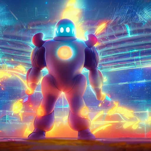 Prompt: an epic anime of energy man with kirby, ghibli, unreal 5, octane render, rpg portrait, dynamic lighting, epic, epic anime, 2 d