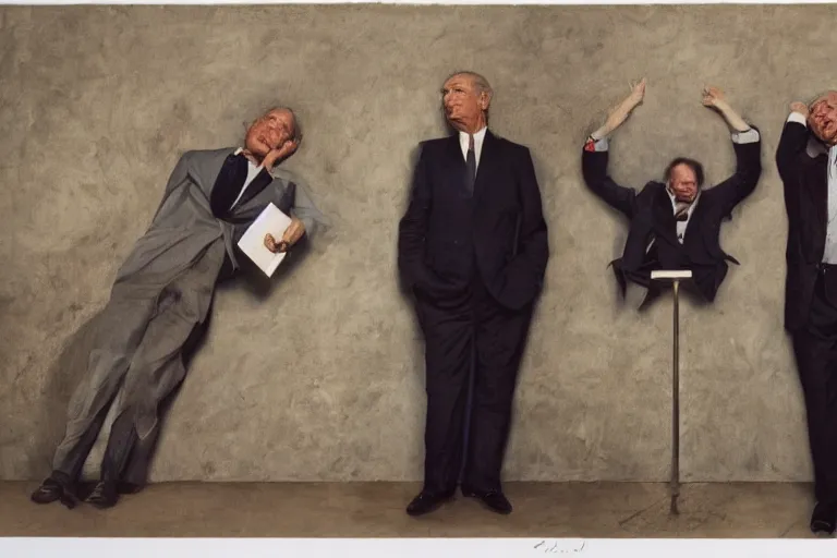 Prompt: a portrait of the three richest men in the world, crying. by anne leibovitz