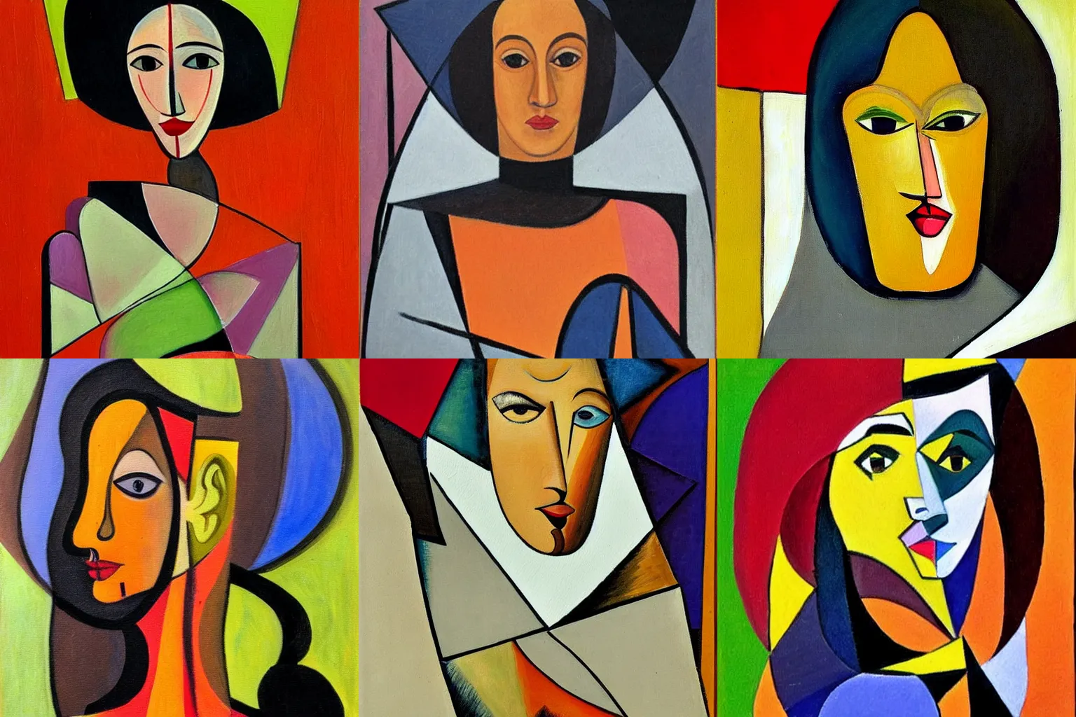 Prompt: a painting of a woman portrait, cubism