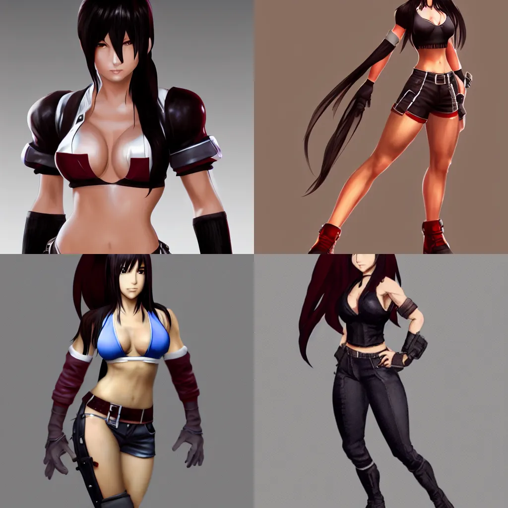 Image similar to full body shot of tifa lockhart, concept art on artstation