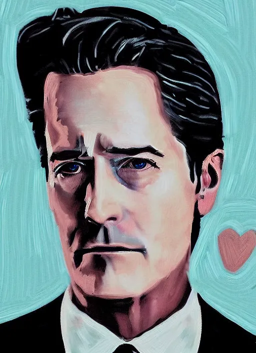 Prompt: portrait of kyle maclachlan as dale cooper by flore maquin