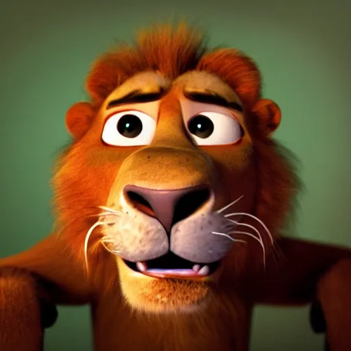 Image similar to pixar lion holding up text letters f, a, l, c, o, n, i,