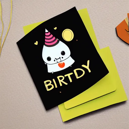 Prompt: birthday card mock - up, cute illustration by claudia gadotti