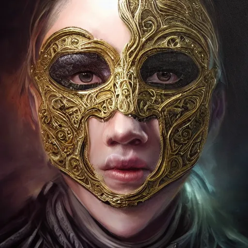 Image similar to Very very very very highly detailed epic photo of face with venetian mask, intricate, dystopian, sci-fi, extremely detailed, digital painting, artstation, concept art, smooth, sharp focus, illustration, intimidating lighting, incredible art by Tokujin Yoshioka and Artgerm and Anton Pieck