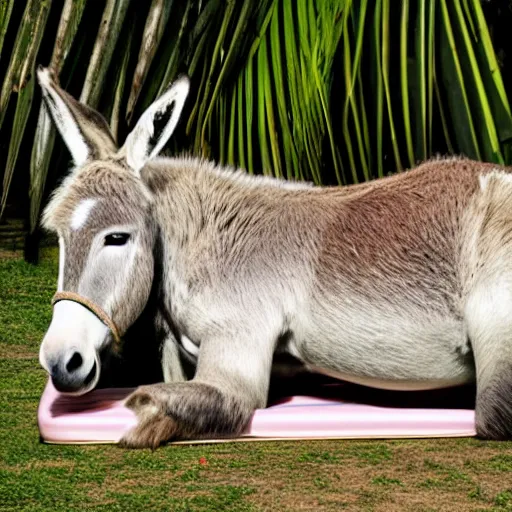 Image similar to donkey on a sunbed, tropical background