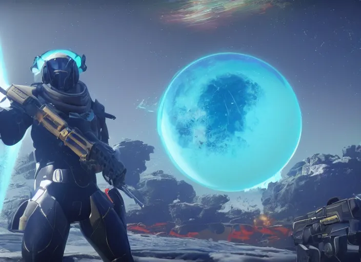 Image similar to neptune planet in Destiny 2, highly detailed 4k in-game screenshot leak datamine from reddit