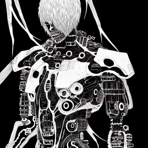 Prompt: cyborg by Tsutomu Nihei, highly detailed