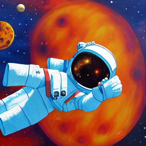 Prompt: an astronaut laying on mars in the style of flooko, acrylic art, detailed, moonlight