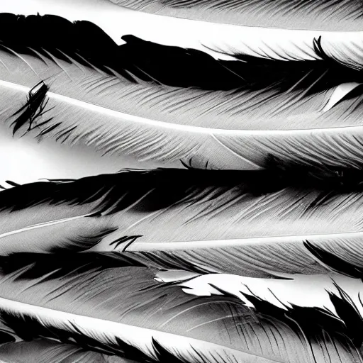 Prompt: feather depthmap, black and white