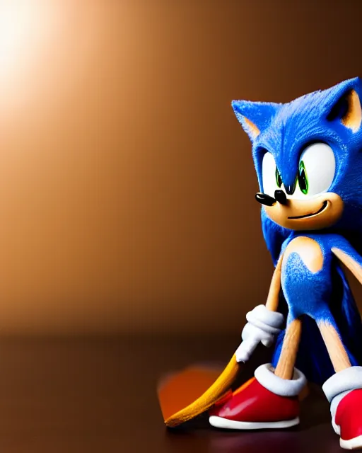 Prompt: An extremely beautiful studio photo of Sonic the Hedgehog, bokeh, 90mm, f/1.4