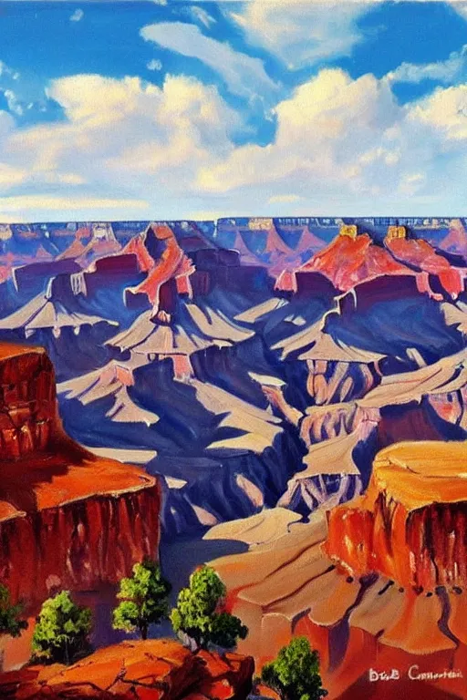 Image similar to bob ross painting of the grand canyon