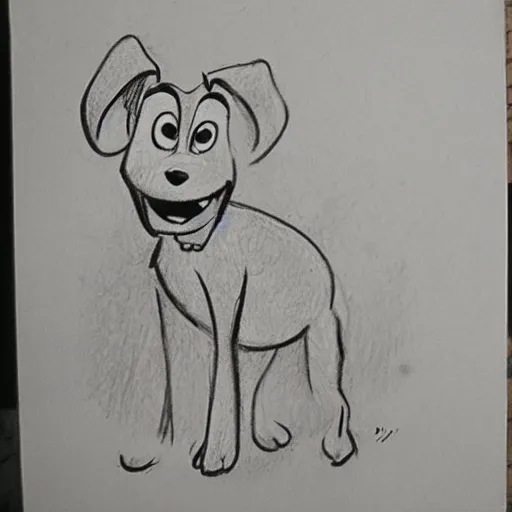 Image similar to milt kahl pencil sketch of happy mini schnauzer cartoon lady and the tramp style