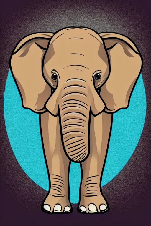 Image similar to A portrait of a baby elephant, sticker, colorful, illustration, smooth and clean vector curves, no jagged lines, vector art, smooth