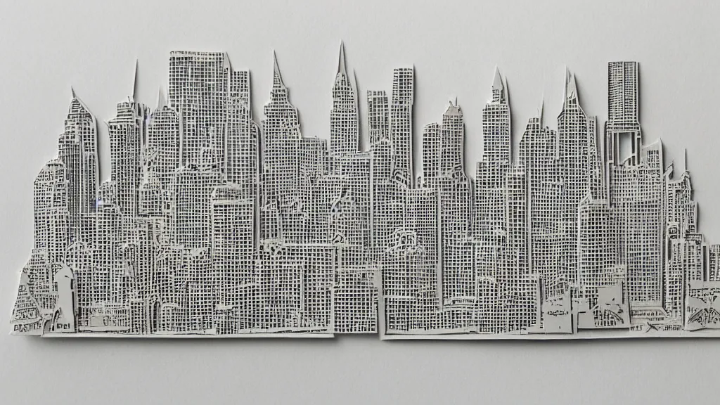 Image similar to a Paper cutout art sample of a city