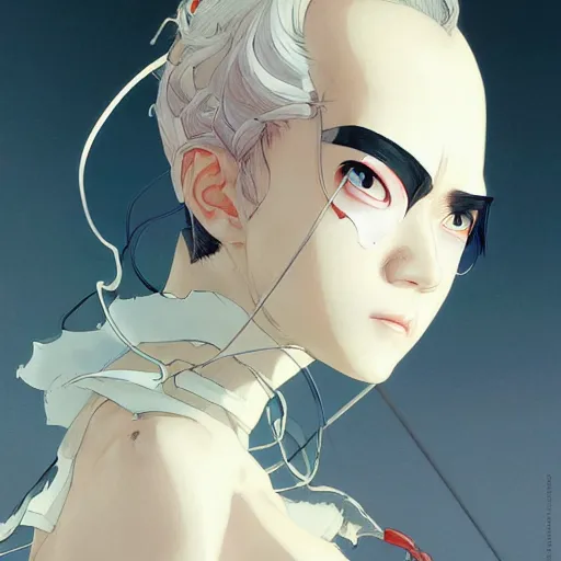 Image similar to prompt : stealthy rogue character portrait soft light painted by james jean and katsuhiro otomo and erik jones, inspired by evangeleon anime, smooth face feature, intricate oil painting, high detail illustration, sharp high detail, manga and anime 1 9 9 9