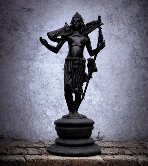 Image similar to mystical hindu black death god statue, dslr photo, grainy, high detail, high resolution