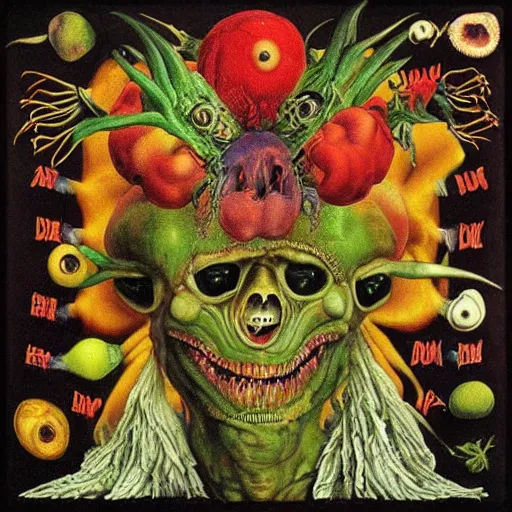 Image similar to hip - hop album cover, aliens, ghosts, psychedelic, giuseppe arcimboldo