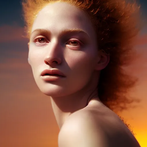 Image similar to photographic portrait of a stunningly beautiful renaissance female in soft dreamy light at sunset, contemporary fashion shoot, by edward robert hughes, annie leibovitz and steve mccurry, david lazar, jimmy nelsson, breathtaking, 8 k resolution, extremely detailed, establishing shot, artistic, hyperrealistic, perfect face, octane render