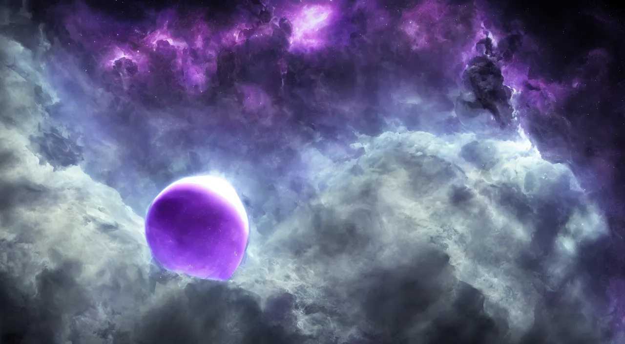 Image similar to a beautiful and lonely deep purple planet floating in the vast darkness of deep space, digital art, photorealistic, detailed, trending on artstation