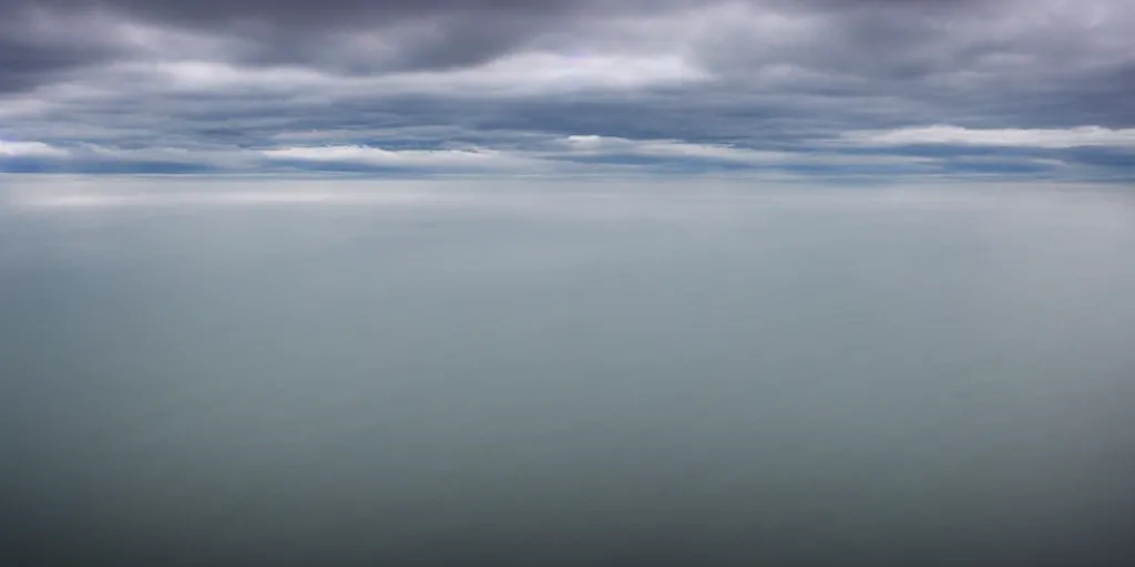 Prompt: ultra wide angle aerial photograph over lake erie, grey clouds, stormy, water spouts, creepy