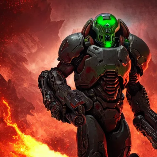 Image similar to doom slayer from doom eternal, photography