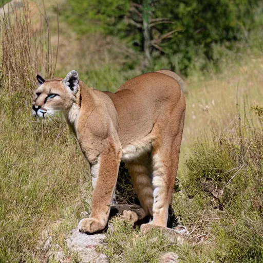 Prompt: zoomed in picture of mountain lion