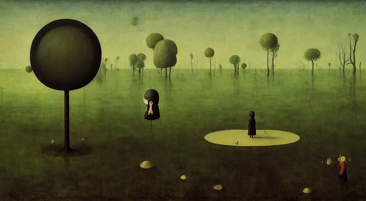 Image similar to single flooded simple!! round fungus pole, very coherent and colorful high contrast masterpiece by franz sedlacek hieronymus bosch dean ellis simon stalenhag rene magritte gediminas pranckevicius, dark shadows, sunny day, hard lighting