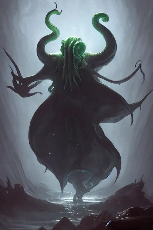 Prompt: cthulhu, storm, digital art, magic the gathering, mtg, by greg rutkowski, trending on artstation