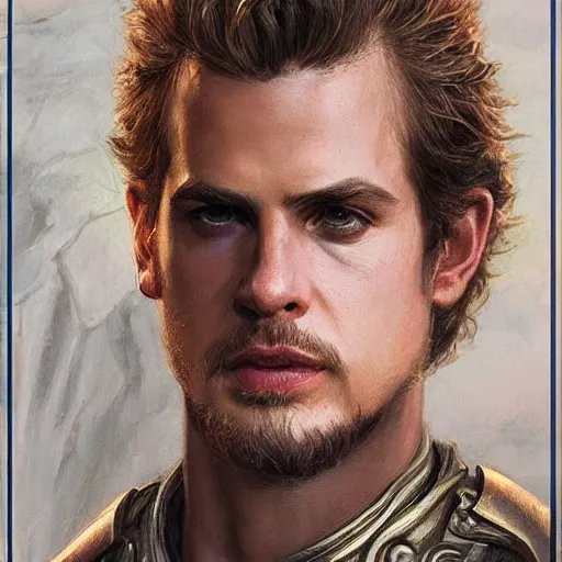 Image similar to Hayden Christensen as a fantasy D&D character, close-up portrait art by Donato Giancola and James Gurney, digital art, trending on artstation