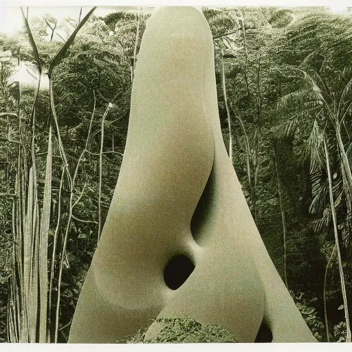 Prompt: a building in a rainforest by hans bellmer